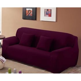 Solid Sofa Covers (Option: Grape-Three seat)
