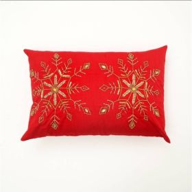 Pillow With Bead Snowflake Decoration (Option: Red)