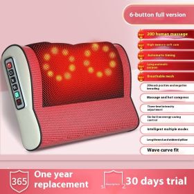 Heating Massager Pillow (Option: 6 Button Red-US)
