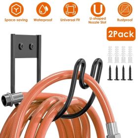 2Pack Heavy Duty Garden Hose Holder Stainless Steel (Option: black)