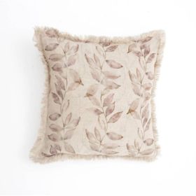 Printed Cushion With Fringes (Option: Brown)