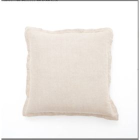 Printed Cushion With Fringes (Option: Natural)