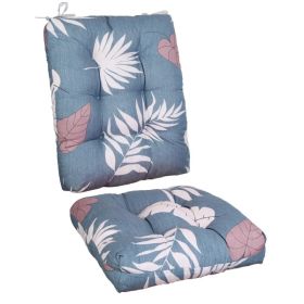 Back Cushion and Seat Cushion (Option: BlueGreyLeaf-UpgradedVersion)